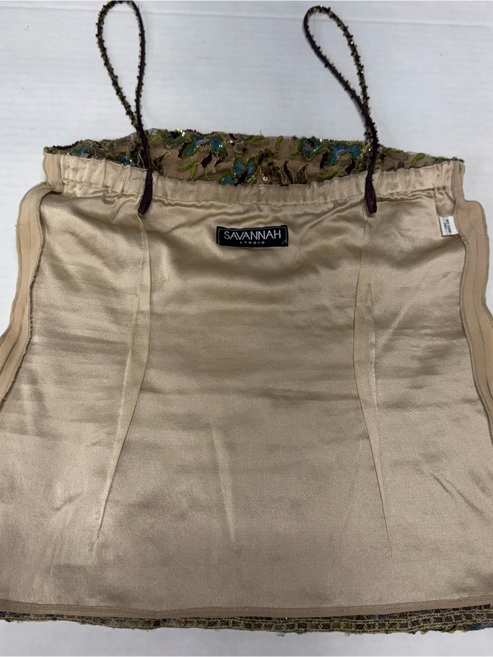 Vintage Savannah Studio Beaded Cami Top Y2K Size S Sequin Embroidered Mesh Fairy - Picture 7 of 16